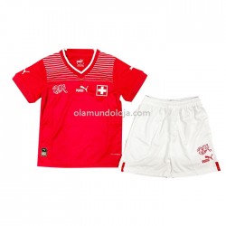 Camisola Suiça Criança Equipamento Primeiro Copa do Mundo 2022 Manga Corta